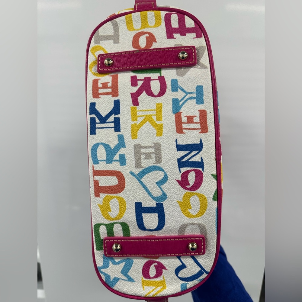 Dooney & Bourke White Multicolor Logo Crossbody with Pink Trim - Picture 7 of 9